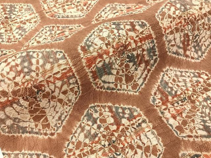 平和屋着物●九寸名古屋帯　紬地　絞り　亀甲文様　正絹　逸品　CABJ0473vp