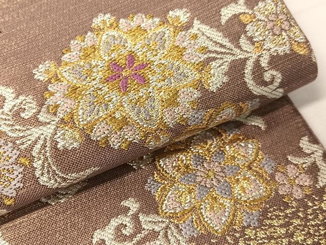 平和屋着物●六通柄袋帯　霞花唐草文　金通し地　さが美扱い　正絹　逸品　未使用　CABJ0482vp
