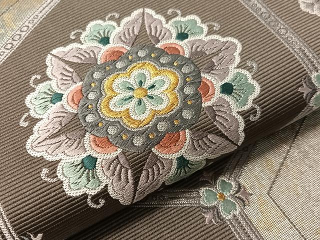 平和屋着物●六通柄袋帯唐織　亀甲天平華文　金糸　引箔　正絹　逸品　CABJ0483vp