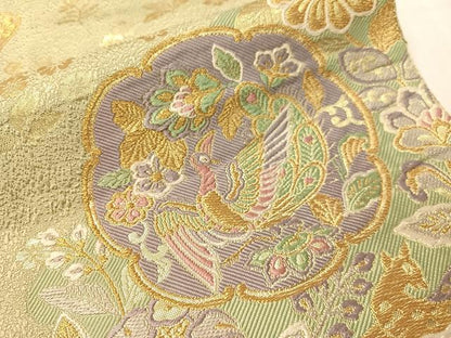 平和屋着物●六通柄袋帯　唐織　百賀　金糸　正絹　逸品　CABJ0488vp