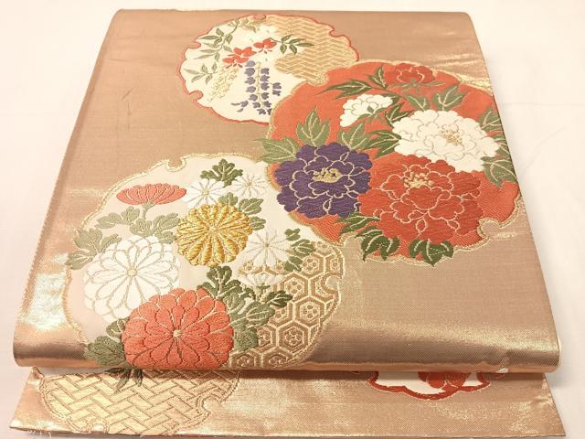 平和屋着物●六通柄袋帯　唐織　能衣小袖　金糸　正絹　逸品　CABJ0489vp