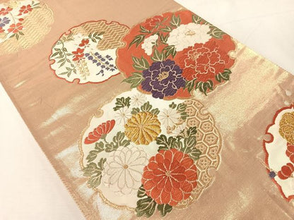 平和屋着物●六通柄袋帯　唐織　能衣小袖　金糸　正絹　逸品　CABJ0489vp
