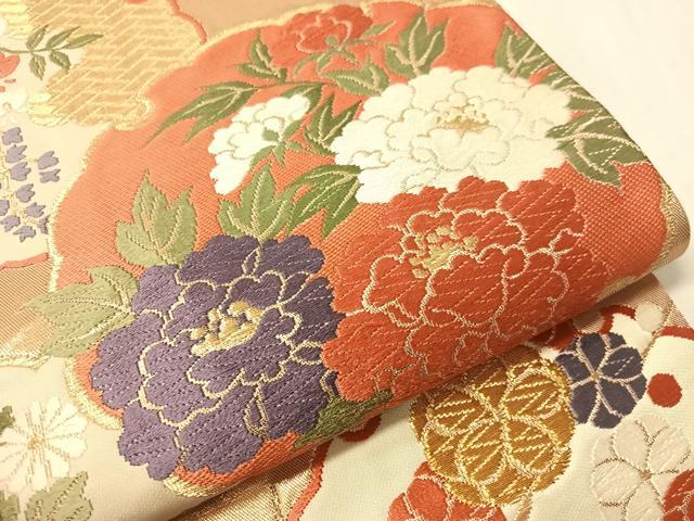 平和屋着物●六通柄袋帯　唐織　能衣小袖　金糸　正絹　逸品　CABJ0489vp