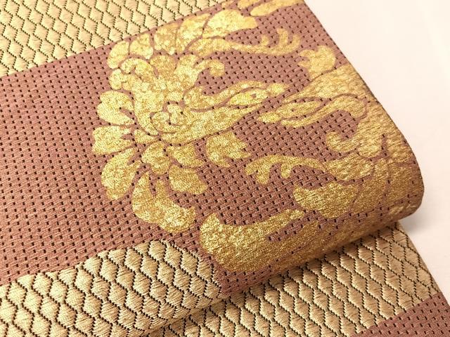 平和屋着物●全通柄袋帯　横段飛鳥文　金彩　正絹　逸品　CABJ0490vp