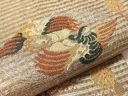 平和屋着物●六通柄袋帯　鳳凰唐草間道　金銀糸　正絹　逸品　CABJ0499vp