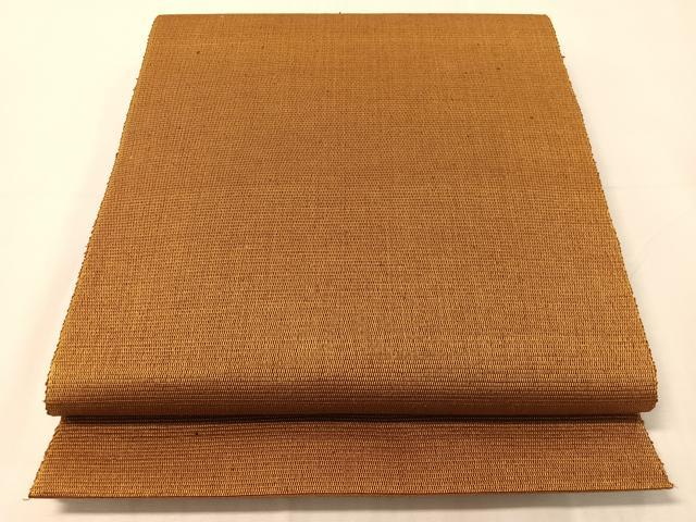 平和屋着物●本場黄八丈　紬　八寸名古屋帯　黄唐茶色　単衣帯　正絹　逸品　CABJ0501vp