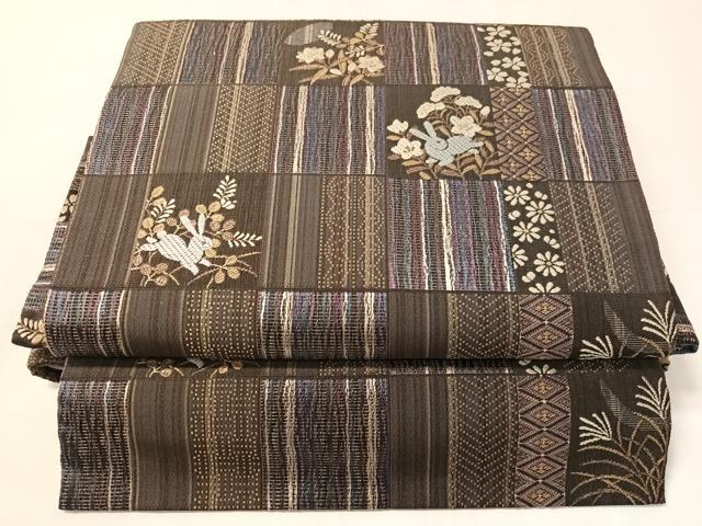 平和屋着物●ワンタッチつけ帯　市松跳び兎　金銀糸　やまと誂製　正絹　逸品　CABJ0503vp