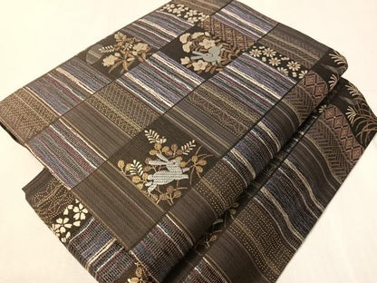 平和屋着物●ワンタッチつけ帯　市松跳び兎　金銀糸　やまと誂製　正絹　逸品　CABJ0503vp