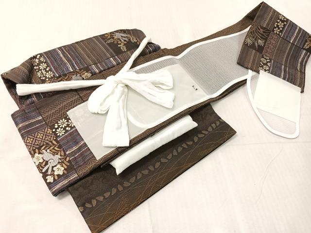 平和屋着物●ワンタッチつけ帯　市松跳び兎　金銀糸　やまと誂製　正絹　逸品　CABJ0503vp