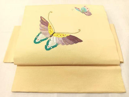 平和屋着物●総刺繍　駒刺繍　つけ帯　舞蝶文　金銀糸　正絹　逸品　CABJ0504vp