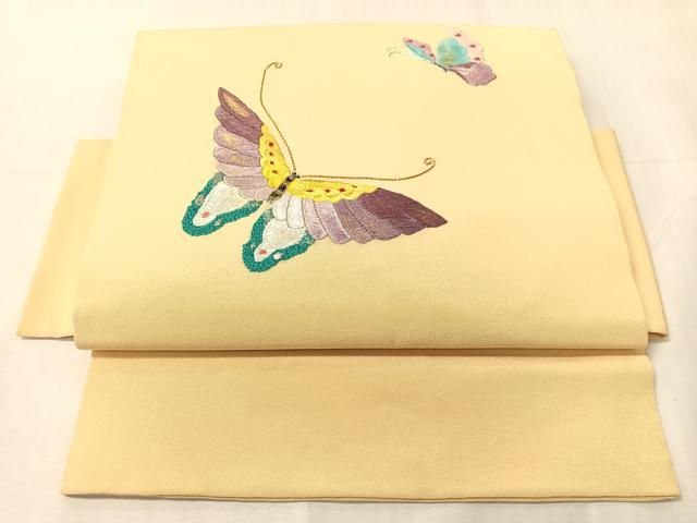 平和屋着物●総刺繍　駒刺繍　つけ帯　舞蝶文　金銀糸　正絹　逸品　CABJ0504vp
