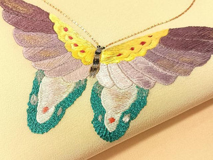 平和屋着物●総刺繍　駒刺繍　つけ帯　舞蝶文　金銀糸　正絹　逸品　CABJ0504vp