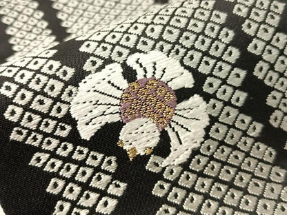 平和屋着物●つけ帯　唐織　ふくら雀　黒地　金糸　正絹　逸品　CABJ0506vp