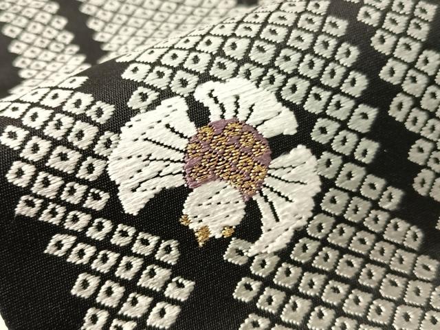 平和屋着物●つけ帯　唐織　ふくら雀　黒地　金糸　正絹　逸品　CABJ0506vp