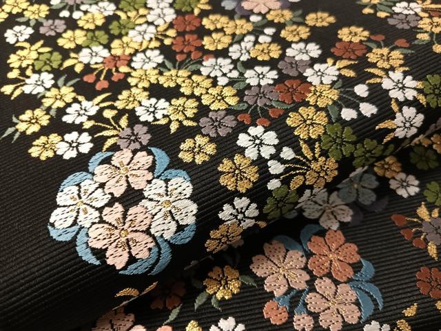 平和屋着物●西陣　山下織物謹製　六通柄袋帯　唐織　葉桜　黒地　金糸　証紙付き　正絹　逸品　未使用　CABJ0508vp
