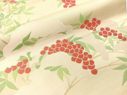 平和屋着物●全通柄　本袋帯　雪持ち葡萄草木文　金糸　正絹　逸品　未使用　CABJ0510vp
