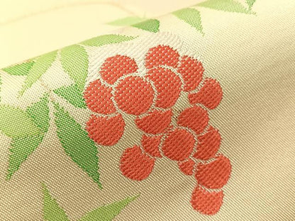 平和屋着物●全通柄　本袋帯　雪持ち葡萄草木文　金糸　正絹　逸品　未使用　CABJ0510vp
