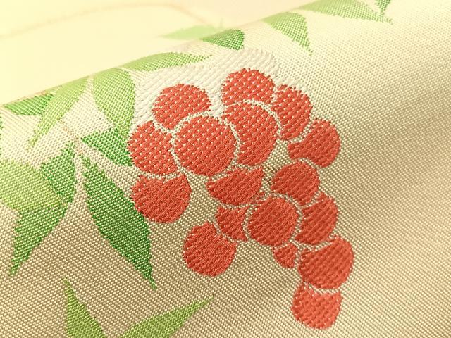 平和屋着物●全通柄　本袋帯　雪持ち葡萄草木文　金糸　正絹　逸品　未使用　CABJ0510vp