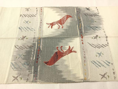 平和屋着物●八寸名古屋帯　紬地　横段抽象文　正絹　逸品　CABJ0515vp
