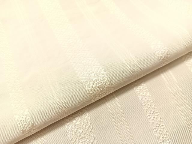 平和屋着物●本場筑前博多織　両面　六通柄京袋帯　市松麻の葉文　献上　生成り色　正絹　逸品　CABJ0516vp
