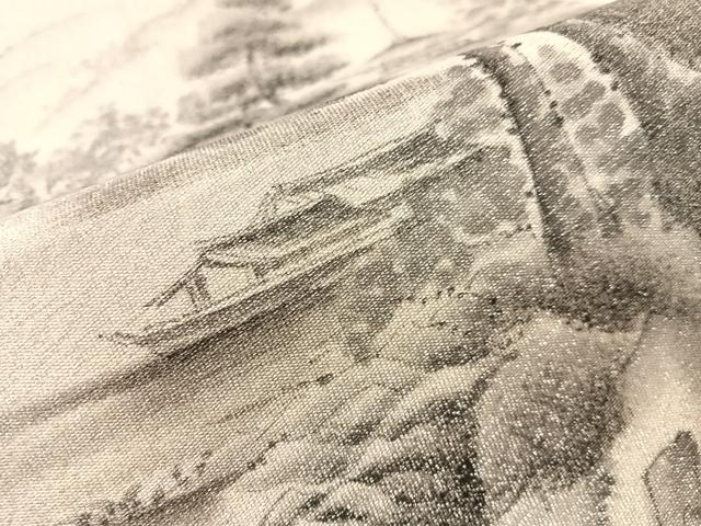 平和屋着物●六通柄袋帯　作家物　手描き　綴れ　京の景　嵐山　銀糸　正絹　逸品　CABJ0517vp