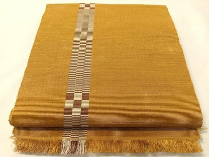 平和屋着物●本場黄八丈　紬　八寸名古屋帯　間道　正絹　逸品　未使用　CABJ0519vp