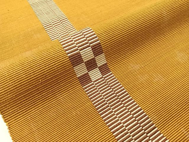 平和屋着物●本場黄八丈　紬　八寸名古屋帯　間道　正絹　逸品　未使用　CABJ0519vp