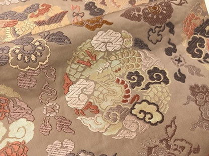 平和屋着物●六通柄袋帯　唐織　雲龍丸文　金糸　正絹　逸品　CABJ0520vp