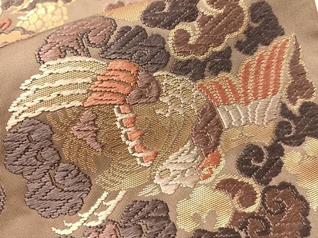 平和屋着物●六通柄袋帯　唐織　雲龍丸文　金糸　正絹　逸品　CABJ0520vp