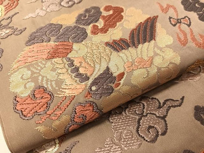 平和屋着物●六通柄袋帯　唐織　雲龍丸文　金糸　正絹　逸品　CABJ0520vp