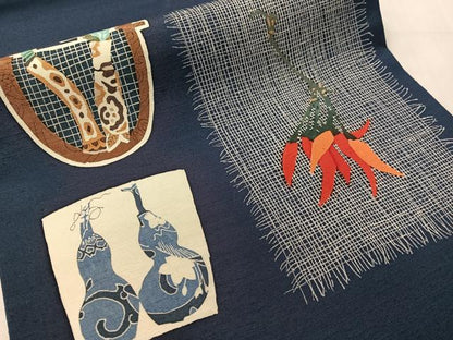 平和屋着物●太鼓柄袋帯　紬地　型染め　成り物　正絹　逸品　CABJ0521vp