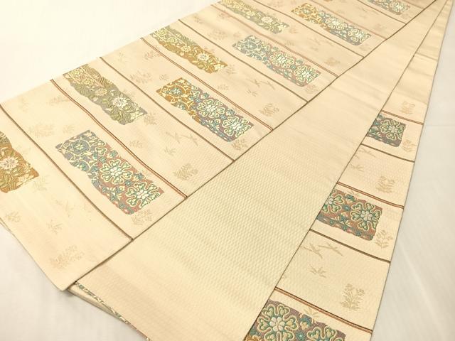 平和屋着物●六通柄袋帯　あけぼの繭　菱絢錦　金糸　正絹　逸品　CABJ0524vp