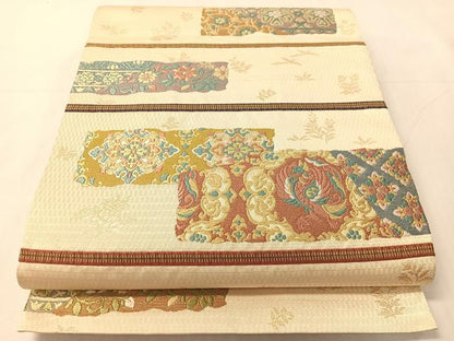 平和屋着物●六通柄袋帯　あけぼの繭　菱絢錦　金糸　正絹　逸品　CABJ0524vp