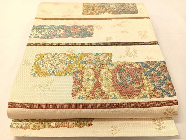 平和屋着物●六通柄袋帯　あけぼの繭　菱絢錦　金糸　正絹　逸品　CABJ0524vp