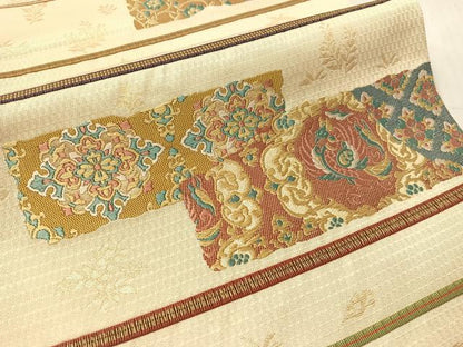 平和屋着物●六通柄袋帯　あけぼの繭　菱絢錦　金糸　正絹　逸品　CABJ0524vp