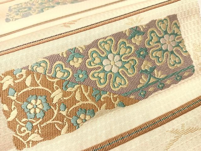 平和屋着物●六通柄袋帯　あけぼの繭　菱絢錦　金糸　正絹　逸品　CABJ0524vp