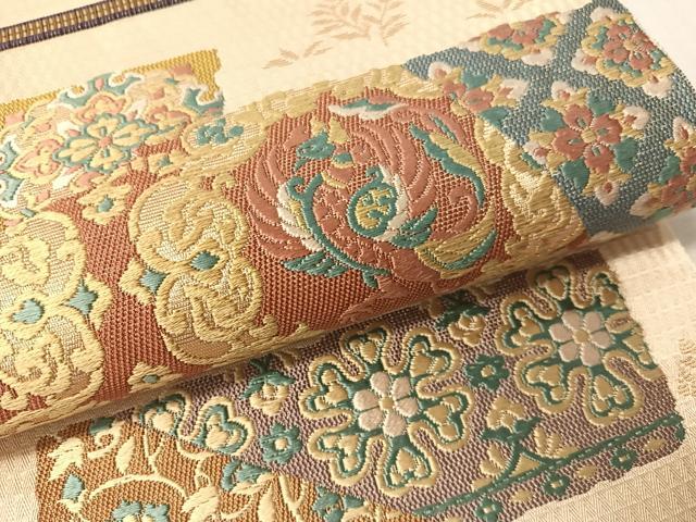 平和屋着物●六通柄袋帯　あけぼの繭　菱絢錦　金糸　正絹　逸品　CABJ0524vp