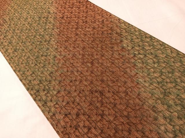 平和屋着物●両面　全通柄袋帯　紬地　蜘蛛絞り　斜線文　正絹　逸品　未使用　CABJ0525vp