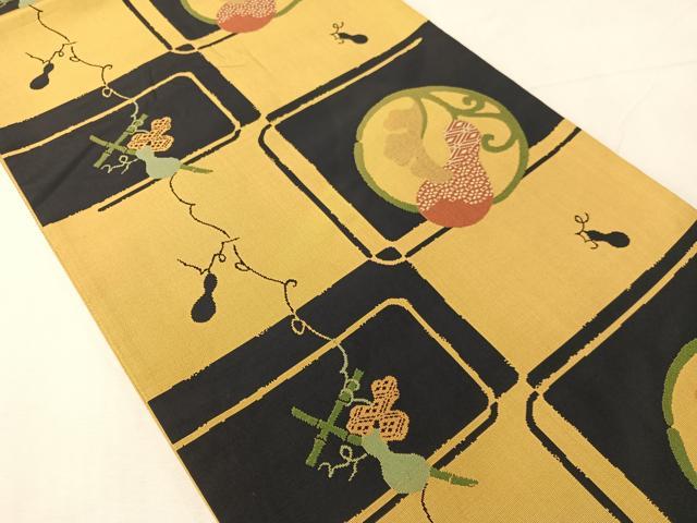 平和屋着物●六通柄袋帯　市松　成り物　正絹　逸品　CABJ0526vp