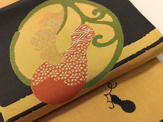 平和屋着物●六通柄袋帯　市松　成り物　正絹　逸品　CABJ0526vp