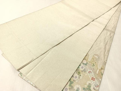 平和屋着物●太鼓柄袋帯　綴れ　鏡裏花文　金銀彩　正絹　逸品　CABJ0530vp