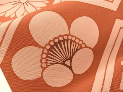 平和屋着物●塩瀬　九寸開き名古屋帯　型染め　菱吉祥花文　正絹　逸品　CABJ0532vp