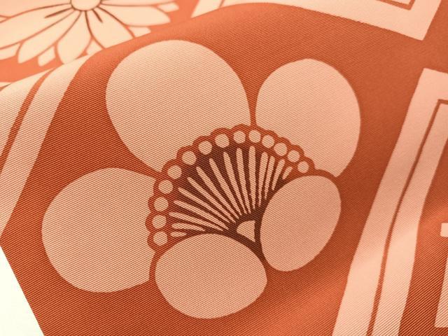 平和屋着物●塩瀬　九寸開き名古屋帯　型染め　菱吉祥花文　正絹　逸品　CABJ0532vp