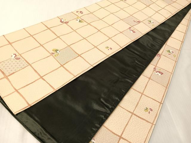平和屋着物●全通柄袋帯　格子花文　長尺　CABJ0535vp