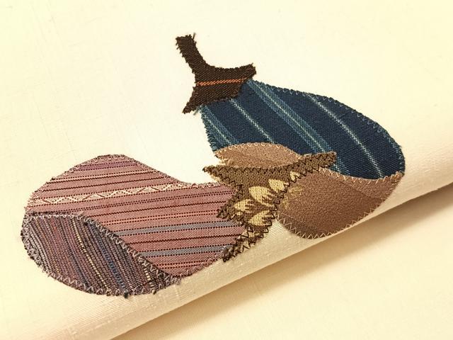 平和屋着物●九寸名古屋帯　紬地　パッチワーク　成り物　正絹　逸品　CABJ0537vp