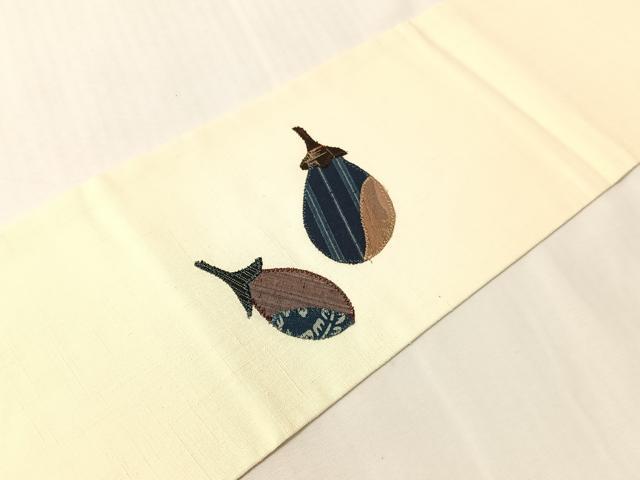 平和屋着物●九寸名古屋帯　紬地　パッチワーク　成り物　正絹　逸品　CABJ0537vp