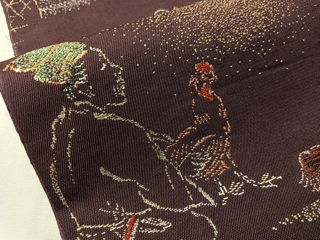 平和屋着物●龍村平蔵製　六通柄　本袋帯　鳥羽絵鳥合錦　金銀糸　正絹　逸品　CABJ0541vp