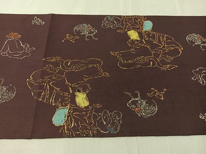平和屋着物●龍村平蔵製　六通柄　本袋帯　鳥羽絵鳥合錦　金銀糸　正絹　逸品　CABJ0541vp