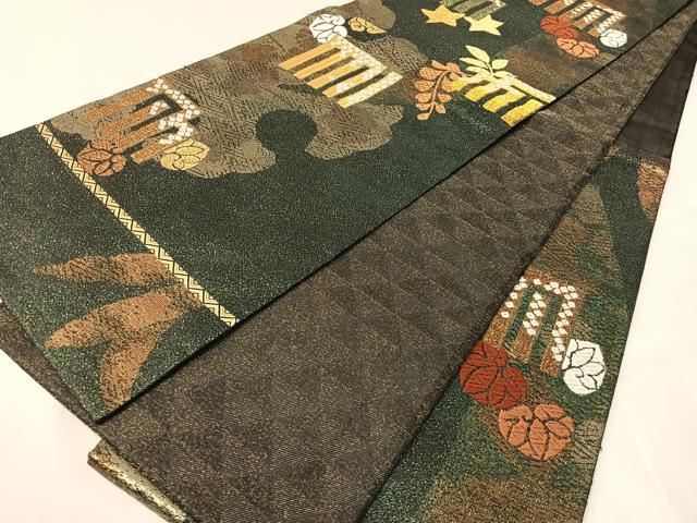 平和屋着物▽創業280年　誉田屋源兵衛　六通柄袋帯　スリーシーズン　春夏秋　唐織　瑞鳳本金　雪月花香の図　正絹　逸品　CABJ0544vp