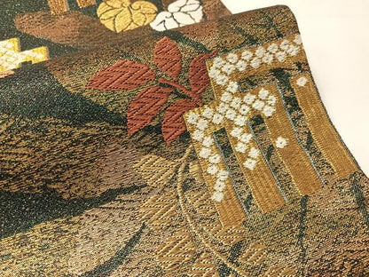 平和屋着物▽創業280年　誉田屋源兵衛　六通柄袋帯　スリーシーズン　春夏秋　唐織　瑞鳳本金　雪月花香の図　正絹　逸品　CABJ0544vp
